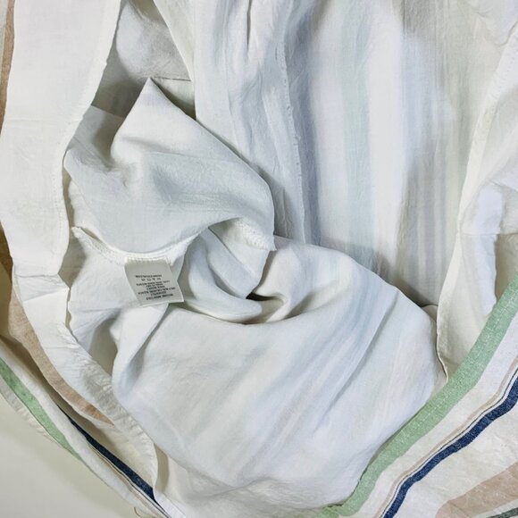 Miami Ivory Striped Halter Dress Size L Belted Linen Blend Cruise Vacation - Picture 7 of 16